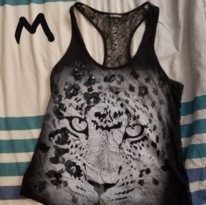 Black tank top with a lace back